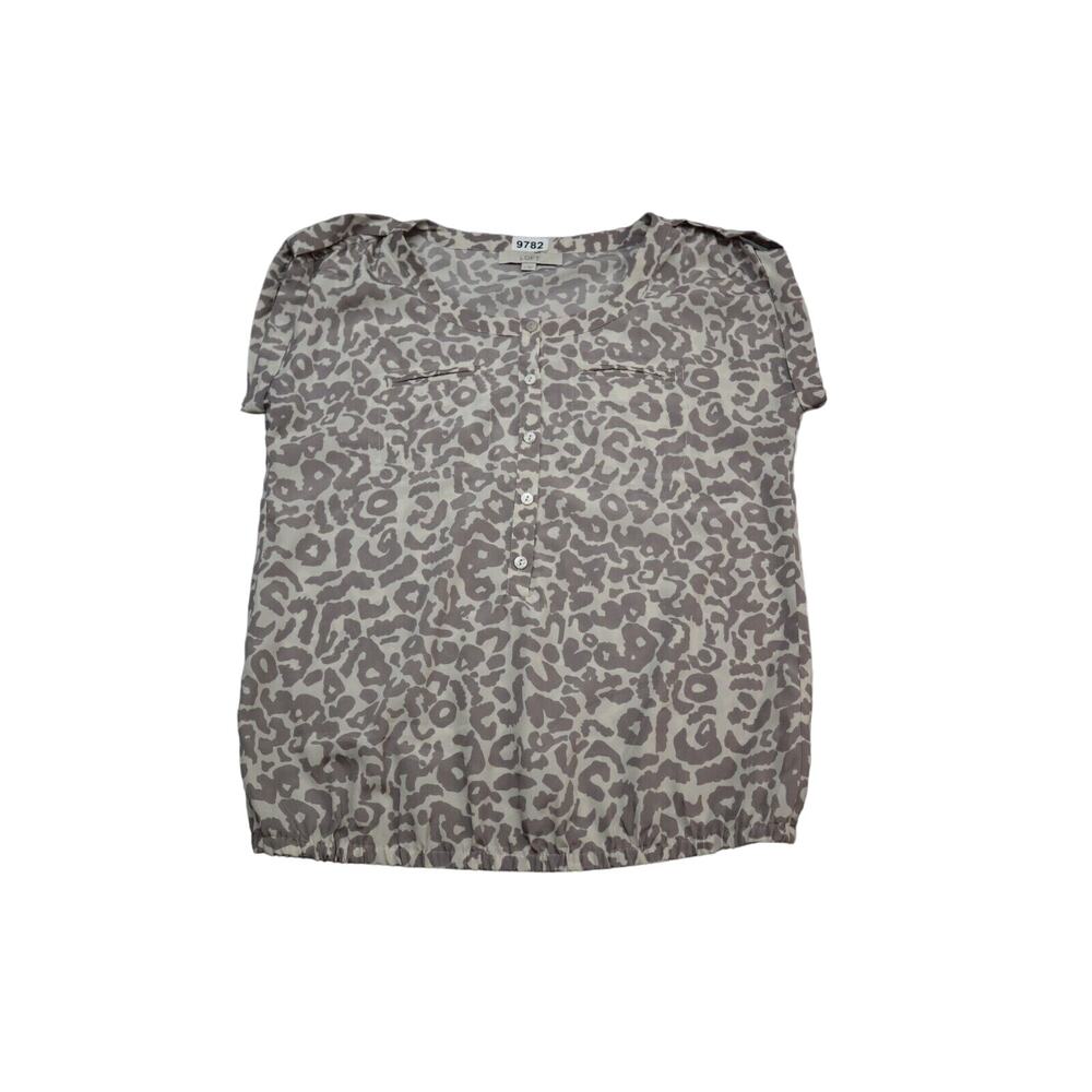 Ann Taylor Loft Shirt Womens Small Casual Leopard Print Banded Waist Loose Fit